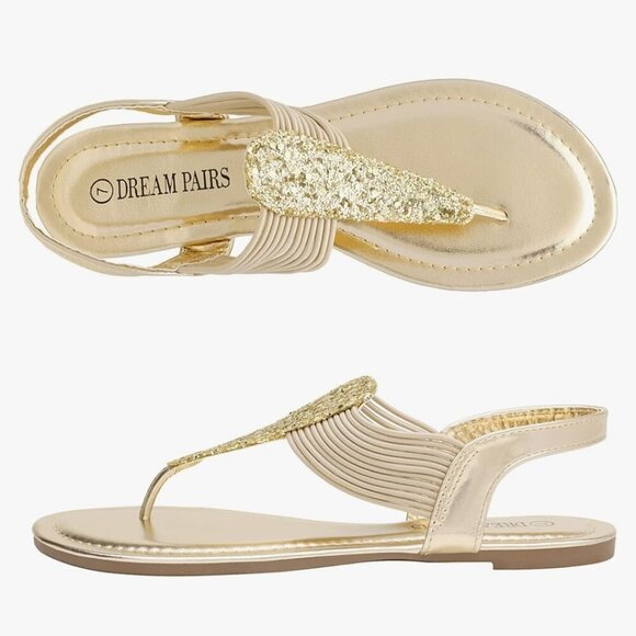 🩵Dream Pairs Women's Elastic Strappy String Thong Ankle Strap Gladiator Sandals - Picture 5 of 7